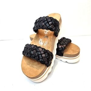Very G Braidon Women's Sandals Size 7 Black Double Strap Platform Braided Summer